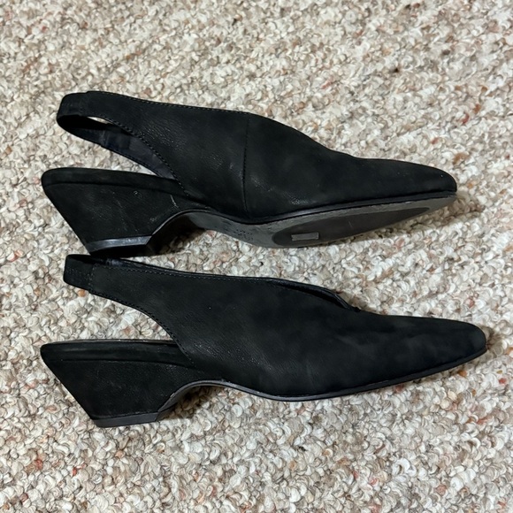 Eileen Fisher Suede Blue Slingback Block Heel Almond Toe Pumps Heels Shoes 7 - Picture 5 of 8